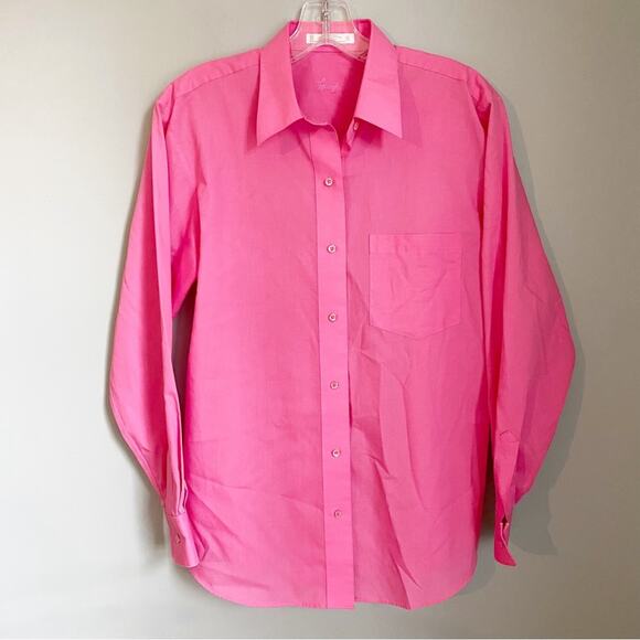 Foxcroft Wrinkle Free Button Down Bright Pink Shirt - Picture 1 of 5